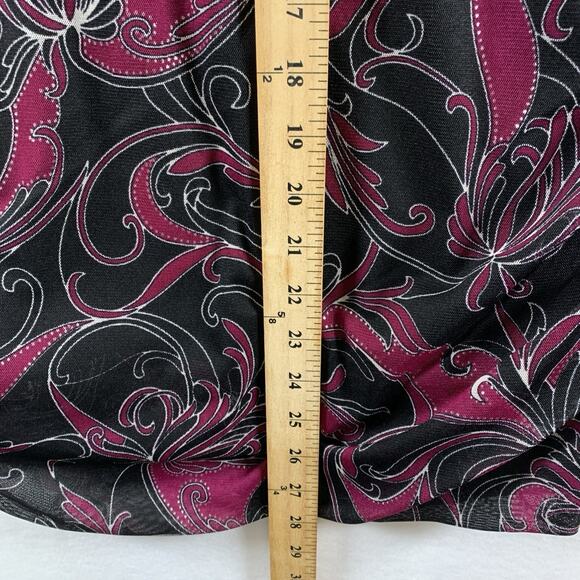 Women Sheer Mesh Faux Wrap Babydoll Top Sz L Paisley Fairy Grunge Whimsigoth Y2K - Picture 9 of 15